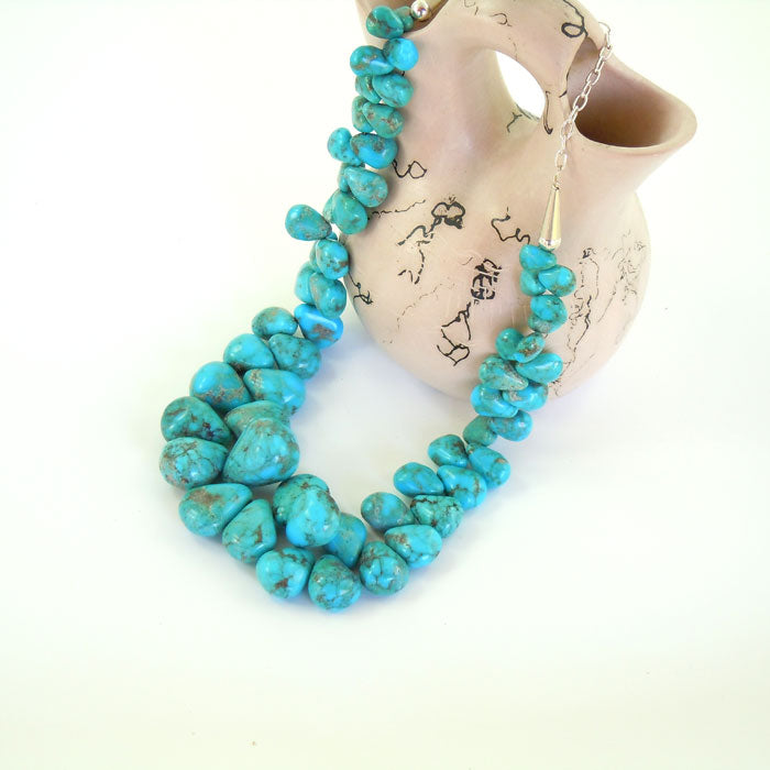 Kingman Arizona Turquoise Teardrop Necklace (NCK335)