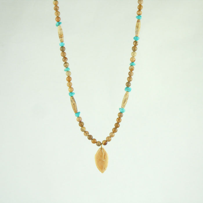 Turquoise, Jasper and Fossil Ivory Necklace (NCK341)