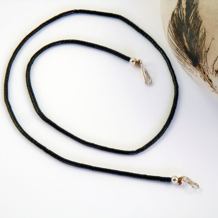 Petite Black Jet Heishi Necklace (NCK344)