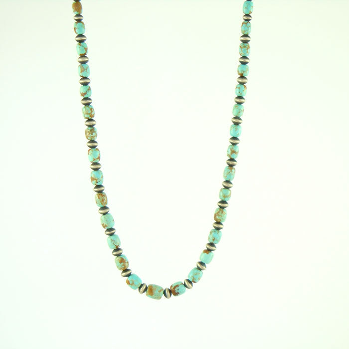 Sterling Silver and No.8 Turquoise Bead Necklace (NCK345)