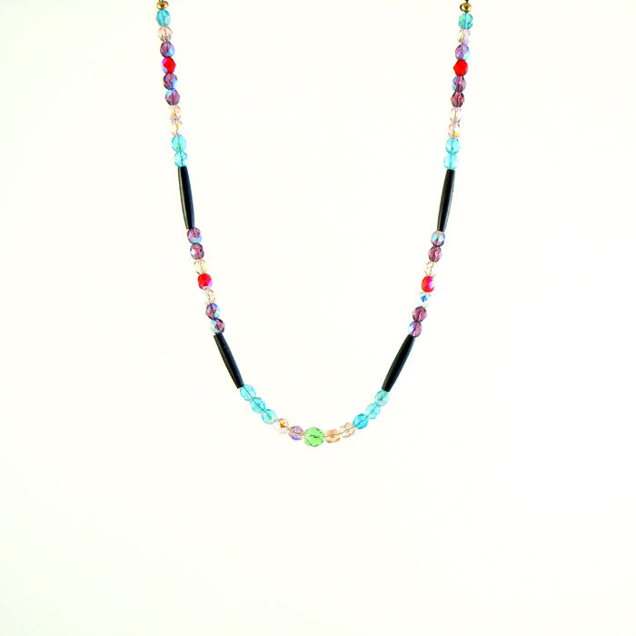 Aurora Borealis Glass and Buffalo Horn Necklace (NCK346)