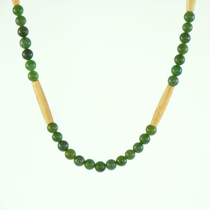 British Columbia Jade and Buffalo Bone Necklace (NCK348)
