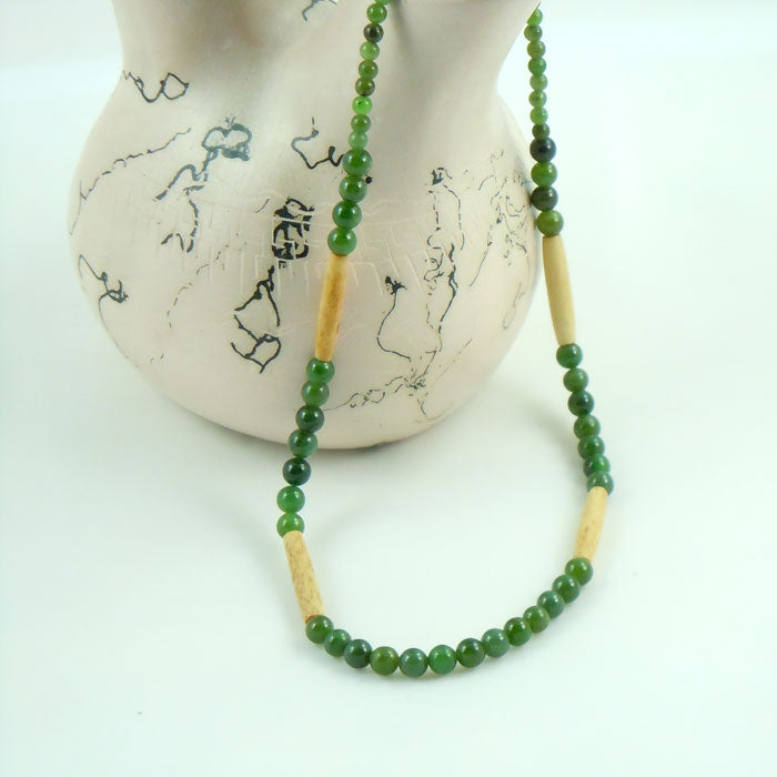 British Columbia Jade and Buffalo Bone Necklace (NCK348)