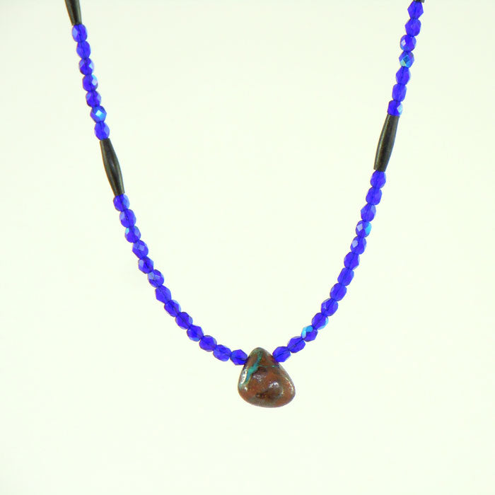 Aurora Borealis Glass and Boulder Opal Necklace (NCK349)