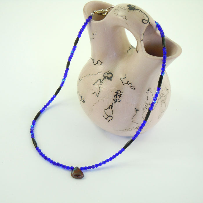 Aurora Borealis Glass and Boulder Opal Necklace (NCK349)