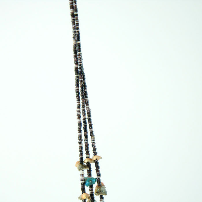 Bird Fetish Heishi Necklace with Turquoise Nuggets (NCK350)