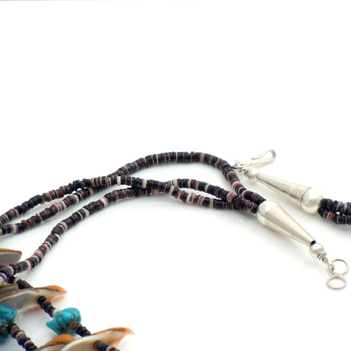 Bird Fetish Heishi Necklace with Turquoise Nuggets (NCK350)