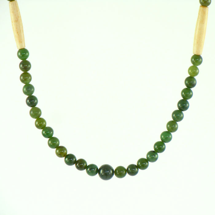 British Columbia Jade Necklace with Buffalo Bone (NCK352)