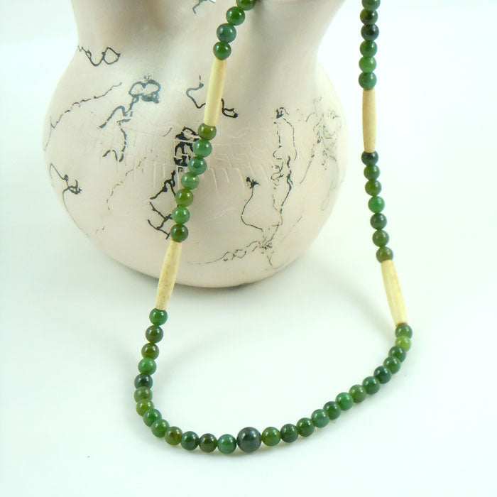 British Columbia Jade Necklace with Buffalo Bone (NCK352)