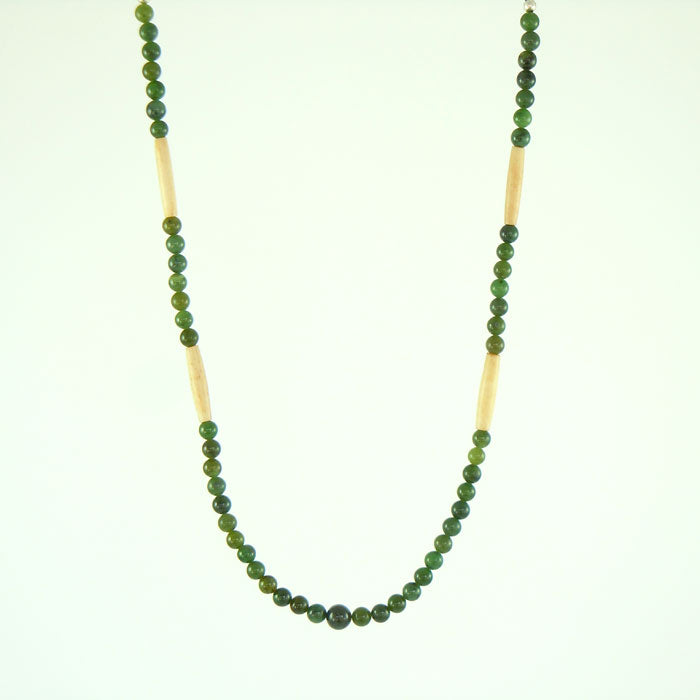 British Columbia Jade Necklace with Buffalo Bone (NCK352)