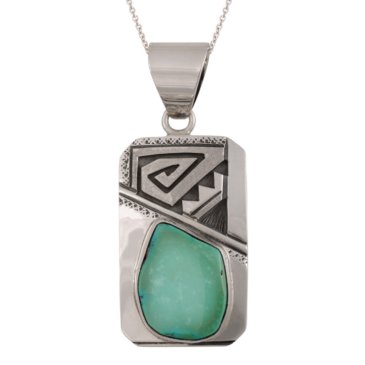 Sterling Silver and Green Turquoise Pendant (PND213)