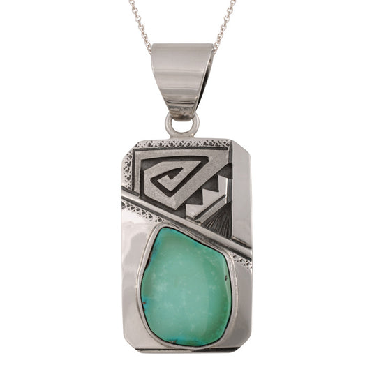 Sterling Silver and Green Turquoise Pendant (PND213)