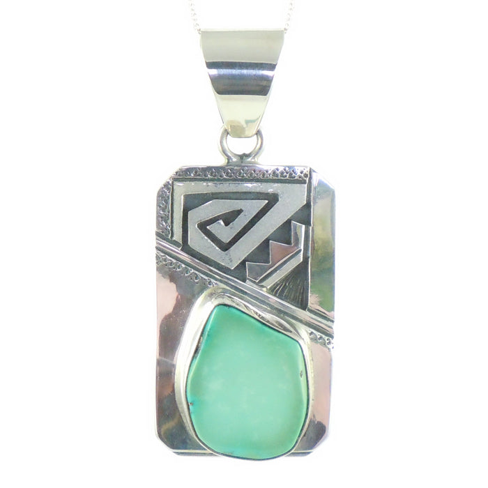 Sterling Silver and Green Turquoise Pendant (PND213)