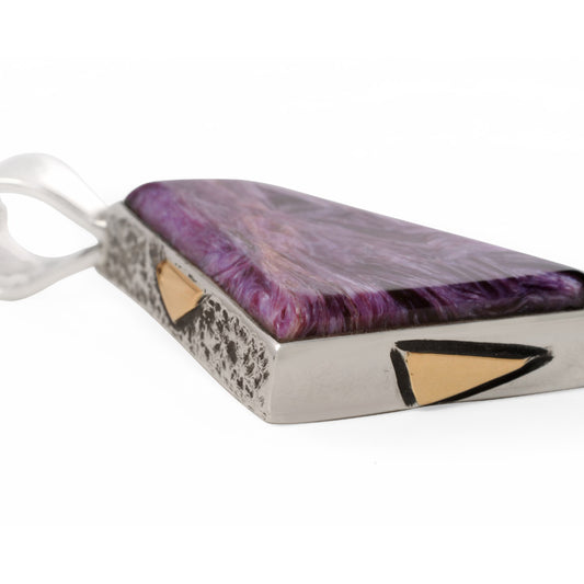 Sterling Silver Gold and Charoite Pendant (PND214)