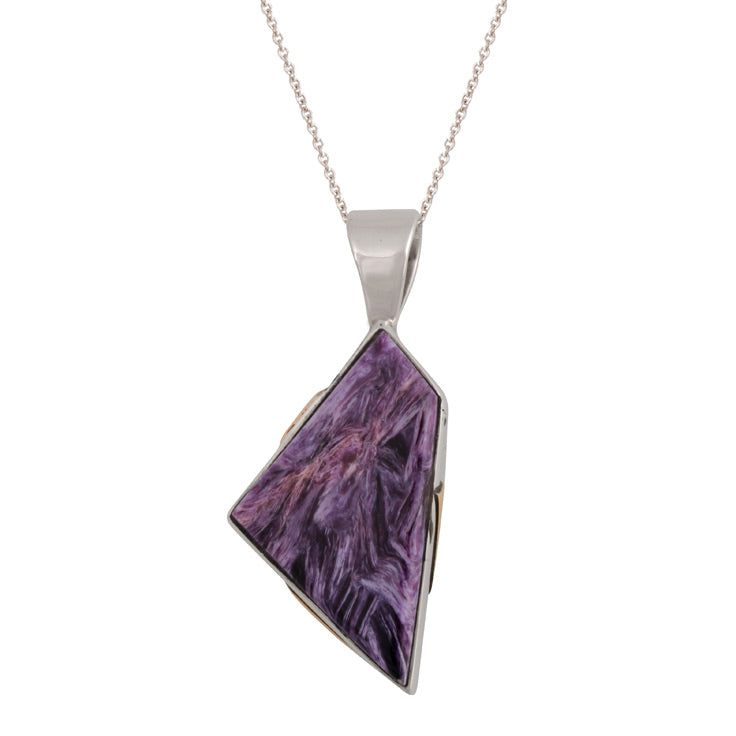 Sterling Silver Gold and Charoite Pendant (PND214)
