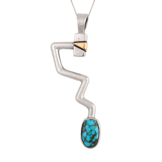 Sterling Silver Gold and Turquoise Pendant (PND219)