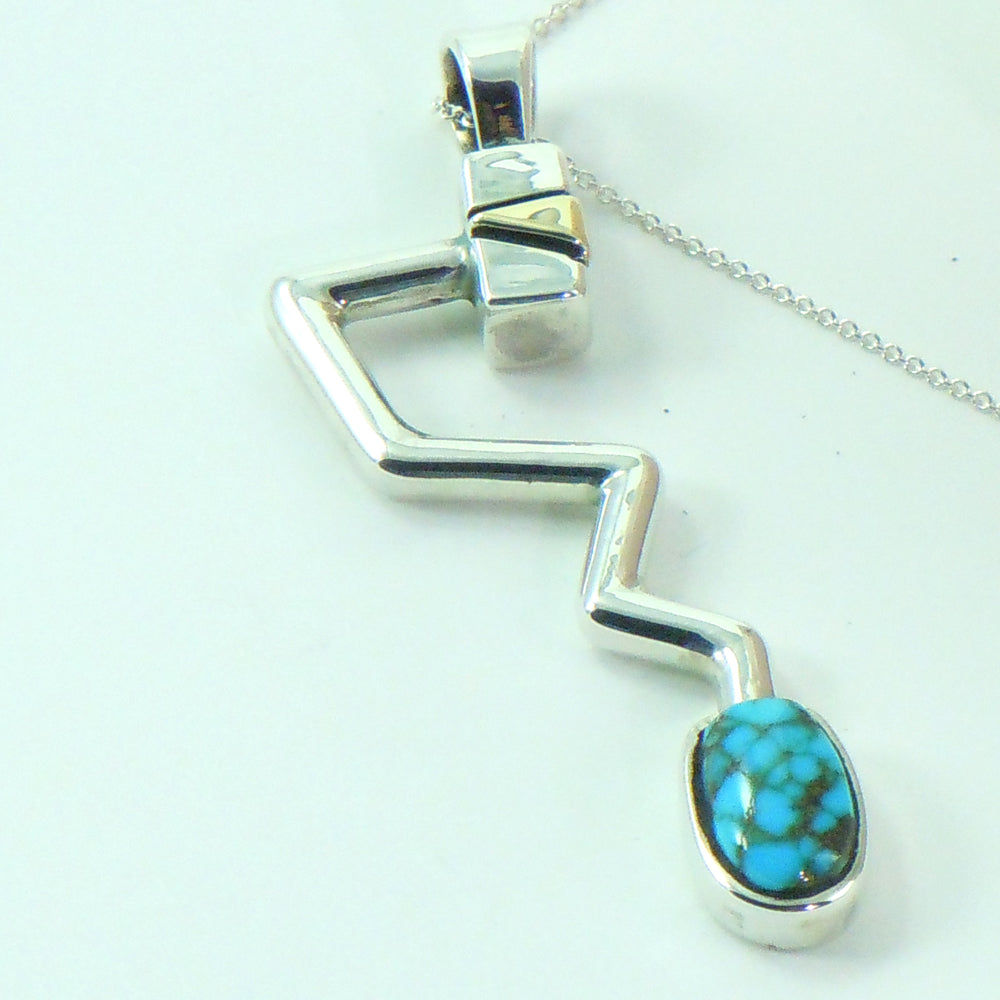 Sterling Silver Gold and Turquoise Pendant (PND219)