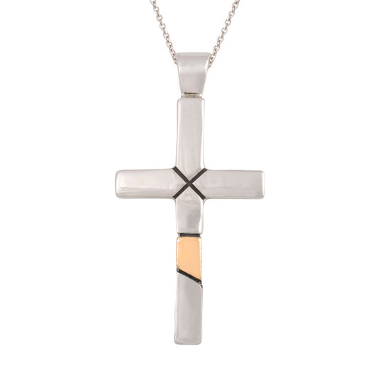 Large Sterling Silver and Gold Cross (PND220)