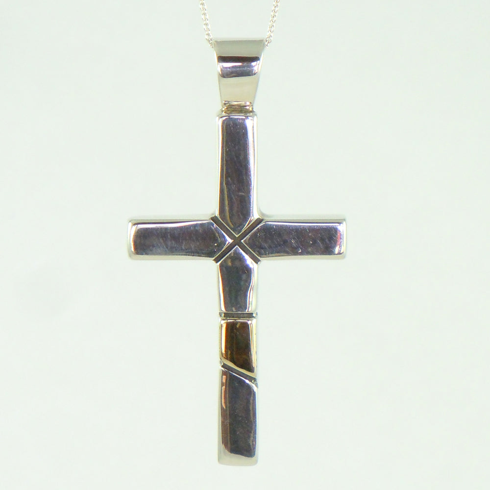 Large Sterling Silver and Gold Cross (PND220)