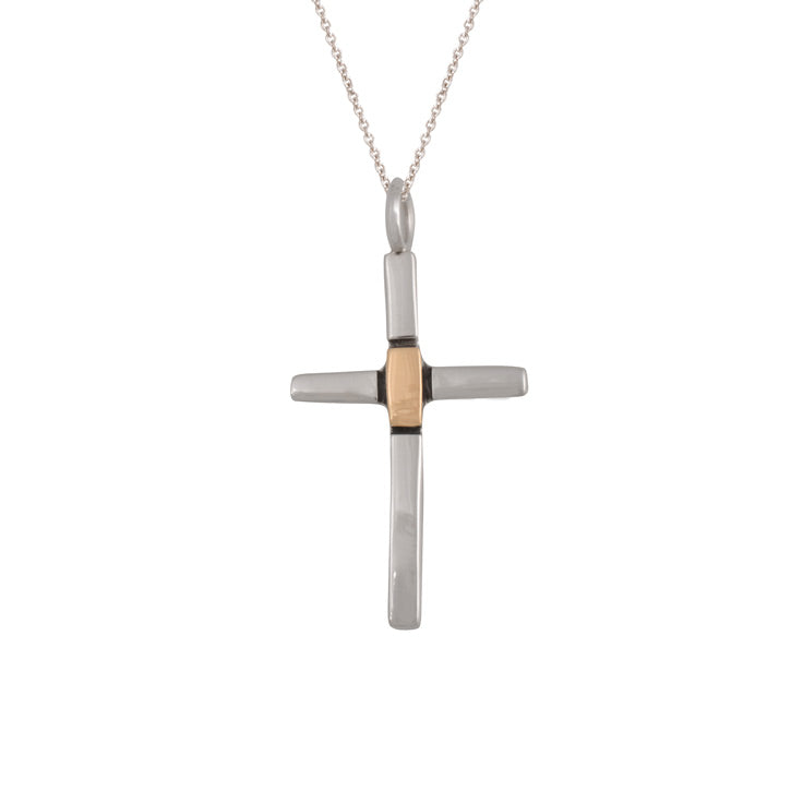 Small Sterling Silver and Gold Cross (PND225)