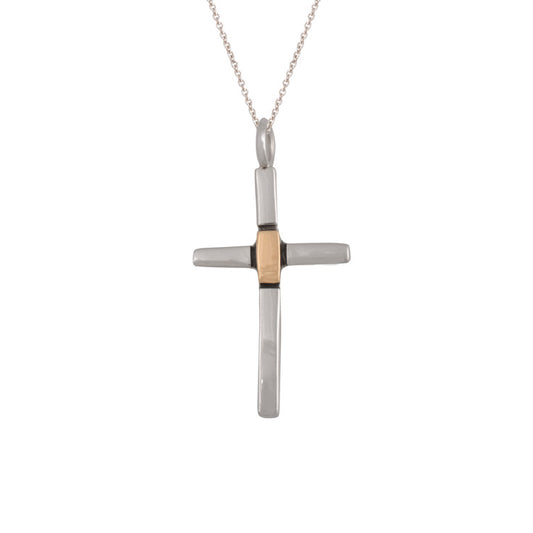 Small Sterling Silver and Gold Cross (PND225)