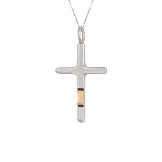 Small Sterling Silver and Gold Inlaid Cross (PND226)
