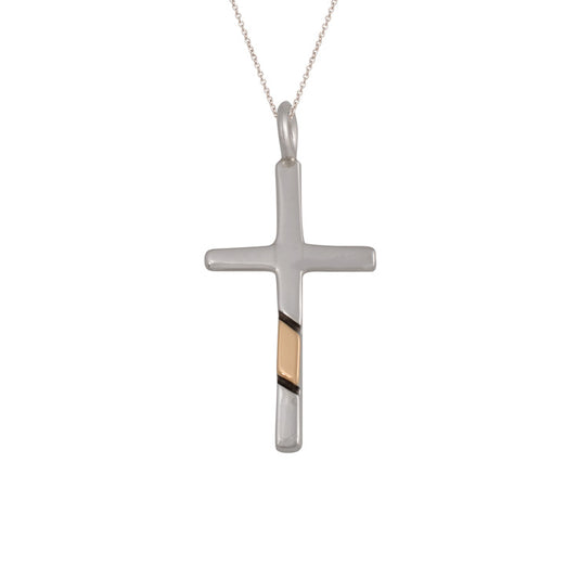 Small Sterling Silver and Gold Inlay Cross (PND227)