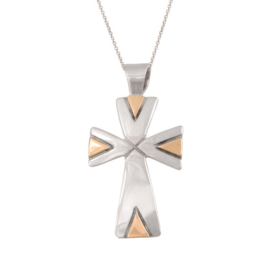 Large Sterling Silver and Gold Cross Patte (PND228)