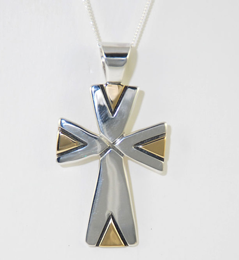 Large Sterling Silver and Gold Cross Patte (PND228)