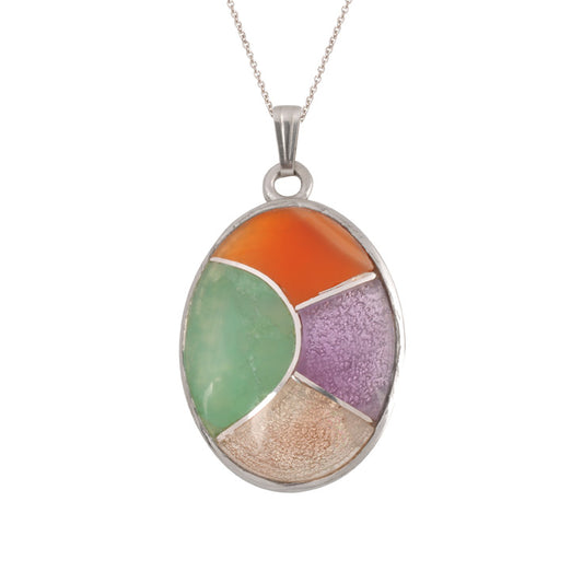 Sterling Silver and Amethyst Oval Pendant (PND232)
