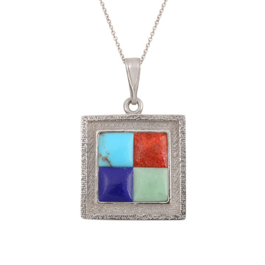 Sterling Silver and Lapis Square Pendant (PND233)