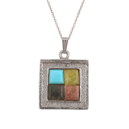 Sterling Silver and Peridot Square Pendant (PND234)