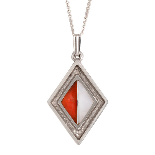 Sterling Silver White and Fire Opal Pendant (PND235)