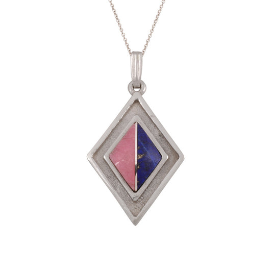 Sterling Silver Lapis and Rhodonite Pendant (PND236)
