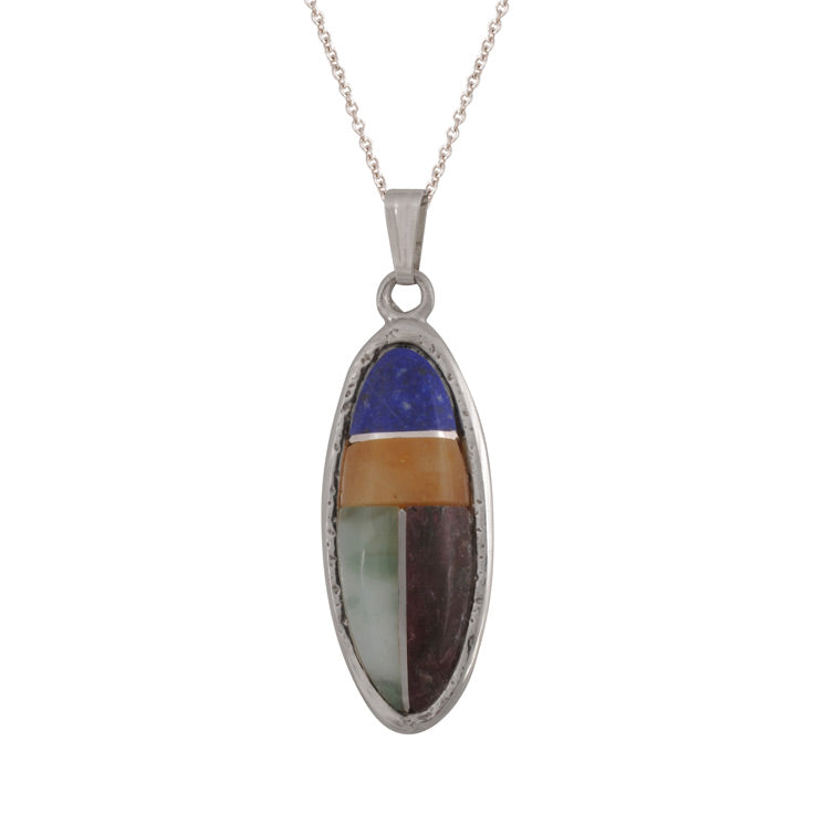 Sterling Silver and Gold Opal Oval Pendant (PND237)