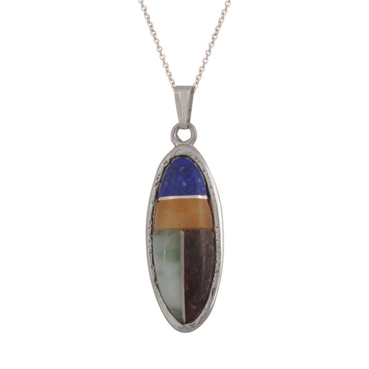 Sterling Silver and Gold Opal Oval Pendant (PND237)