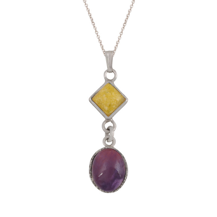 Sterling Silver Serpentine and Charoite Pendant (PND240)