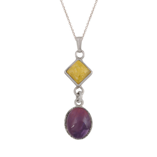 Sterling Silver Serpentine and Charoite Pendant (PND240)