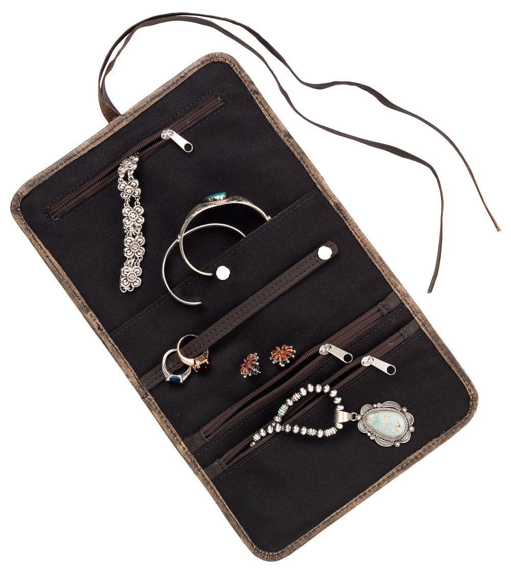 Brown Leather Travel Jewellery Roll (8320889)